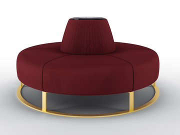 BLANCA - Upholstered round velvet bench with back by BRUNO ZAMPA