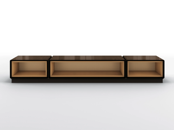 DEDALO - Low modular walnut TV cabinet by BRUNO ZAMPA