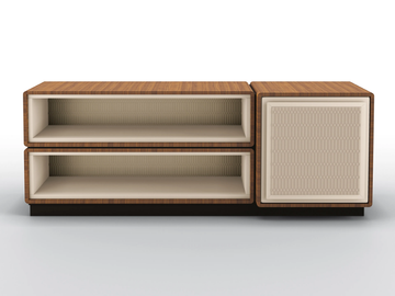 DEDALO - Modular bookcase in walnut and leather upholstery by BRUNO ZAMPA