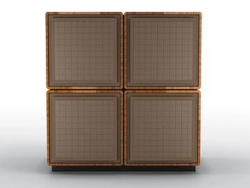 DEDALO - Modular walnut highboard with leather doors by BRUNO ZAMPA