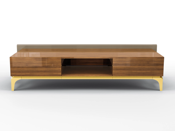 DUCA - Low walnut TV cabinet with drawers by BRUNO ZAMPA