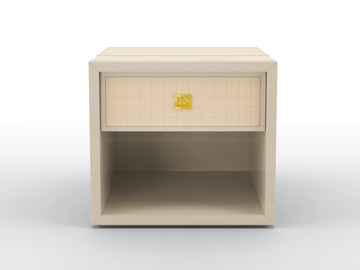 GLENN - Bedside table in lacquered solid wood and leather upholster by BRUNO ZAMPA