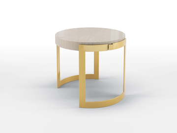 OLIVER - Round side table in steel and top in canaletto walnut by BRUNO ZAMPA
