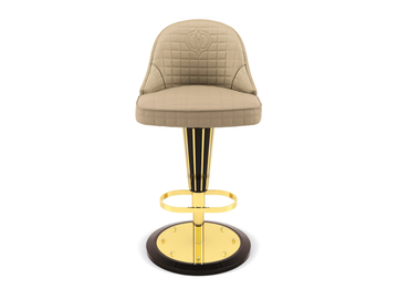 OPHELIA - High leather barstool with back by BRUNO ZAMPA