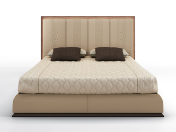 OVERWALL - Leather bed with upholstered headboard by BRUNO ZAMPA