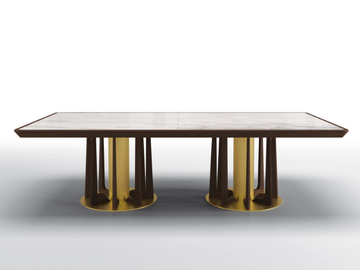 PETRUS - Rectangular table in calacatta marble and canaletto walnut by BRUNO ZAMPA