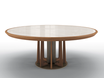 PETRUS - Round table in marble and canaletto walnut by BRUNO ZAMPA