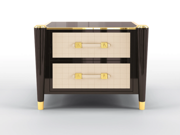 REMINGTON - Bedside table with drawers in lacquered wood and leather by BRUNO ZAMPA