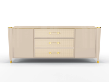 REMINGTON - Lacquered sideboard with drawers covered in leather by BRUNO ZAMPA