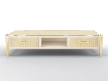 REMINGTON - Low TV cabinet with drawers covered in leather by BRUNO ZAMPA