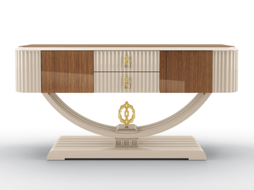 SWING - Solid wood and walnut console table with drawers by BRUNO ZAMPA