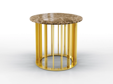TRITON - Round metal coffee table and Dark Emperador top by BRUNO ZAMPA