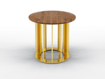 TRITON - Round metal coffee table and walnut top by BRUNO ZAMPA