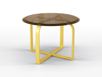TULIP - Round metal coffee table and bronze glass top by BRUNO ZAMPA