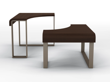 TULIP - Triangular metal side table and walnut top by BRUNO ZAMPA