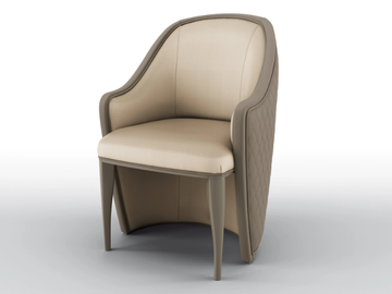 VERSAILLES - Fabric chair with armrests and leather backrest by BRUNO ZAMPA