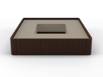 WAVE - Low square coffee table in walnut and lacquered top by BRUNO ZAMPA