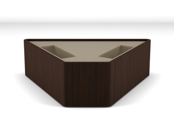 WAVE - Trapezoidal table in walnut and lacquered top by BRUNO ZAMPA