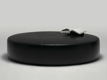 PUCK - Upholstered round leather pouf by CAMERICH