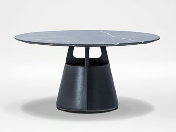UNITY - Round table with marble top and eco leather base by CAMERICH