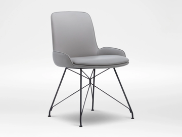 WING - Leather chair with metal legs by CAMERICH