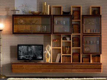 ELETTRA DAY - Sectional solid wood storage wall by Cantiero