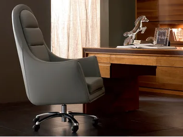 ELETTRA DAY - Swivel leather armchair with 4-spoke base by Cantiero