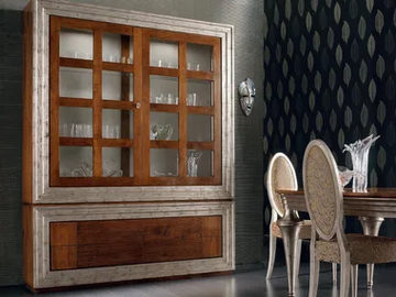 ÉTOILE DAY - Silver leaf highboard with doors by Cantiero