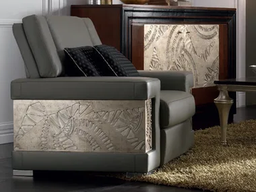 ÉTOILE DAY - Upholstered silver leaf armchair with armrests by Cantiero