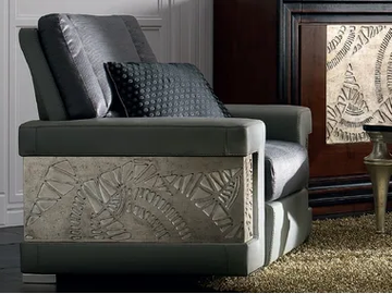 ÉTOILE DAY - Upholstered silver leaf armchair with armrests by Cantiero