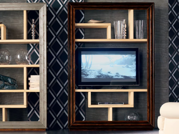 ÉTOILE DAY - Wall-mounted solid wood bookcase with TV stand by Cantiero
