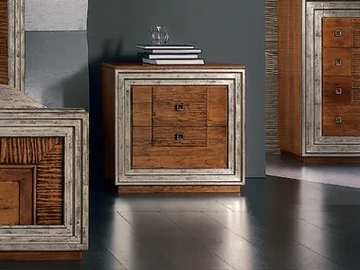 ÉTOILE NIGHT - Silver leaf bedside table with drawers by Cantiero