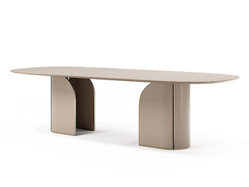 DUNA - Oval wooden dining table covered in leather by Capital Collection