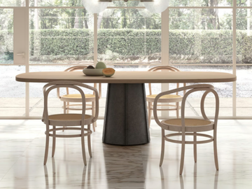 DEVILLE - Rectangular table with concrete base and oak top by Capo d’Opera