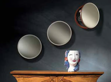 OBLÒ - Round mirror with cabinet by Carpanelli