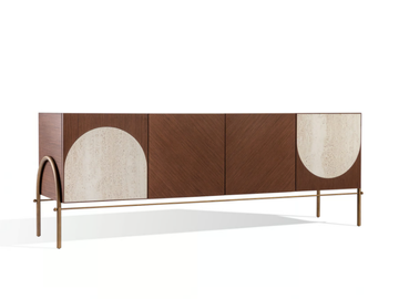 ALMA L - Wooden sideboard with doors and travertine inserts by Carpanese Home