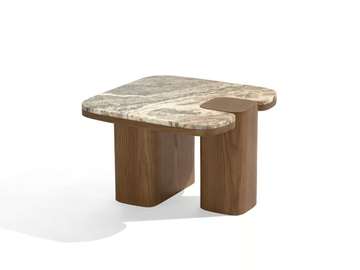 ERICE S - Square coffee table with wooden base and marble top by Carpanese Home