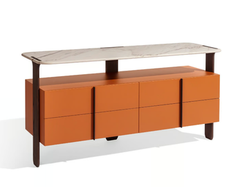 TRIO D L - Wooden sideboard with marble piano and drawers by Carpanese Home