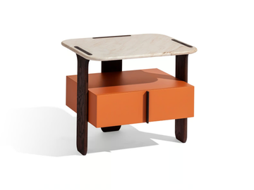 TRIO N - Rectangular bedside table with wooden base and marble top by Carpanese Home