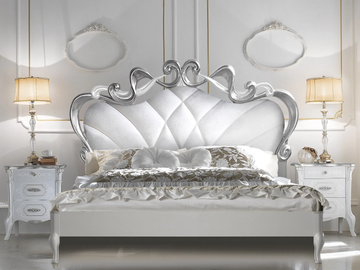 BEATRICE - Wooden double bed with upholstered headboard by CASA +39