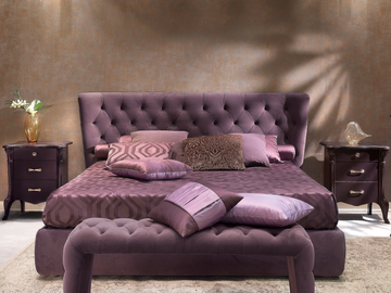 CITY - Upholstered fabric double bed with tufted headboard by CASA +39