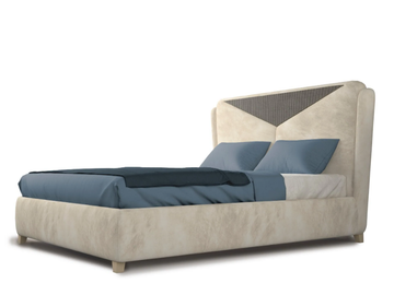 NEW HARMONY - Upholstered wooden double bed with high headboard by CASA +39