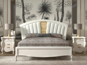 SMERALDO - Upholstered wooden double bed with high headboard by CASA +39