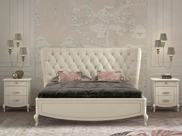 VIOLETTA - Upholstered wooden double bed with tufted headboard by CASA +39