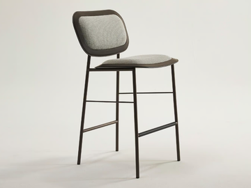 VINTAGE - High fabric stool with leather details by Casa Covre