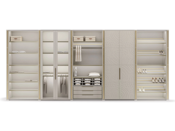 VIVALDI - Sectional wooden walk-in wardrobe with leather details by Casa Covre