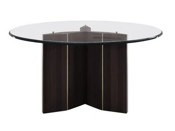 LORCA - Round tempered glass table with wood base by Casa Magna