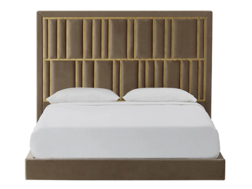 NERUDA - Suspended fabric bed with high and upholstered headboard by Casa Magna