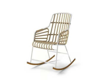 RAPHIA ROCKING - Rocking rattan chair with armrests by Casamania & Horm