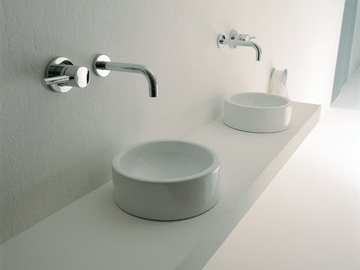 MINI TWIN - Countertop ceramic handrinse basin round by Ceramica Flaminia